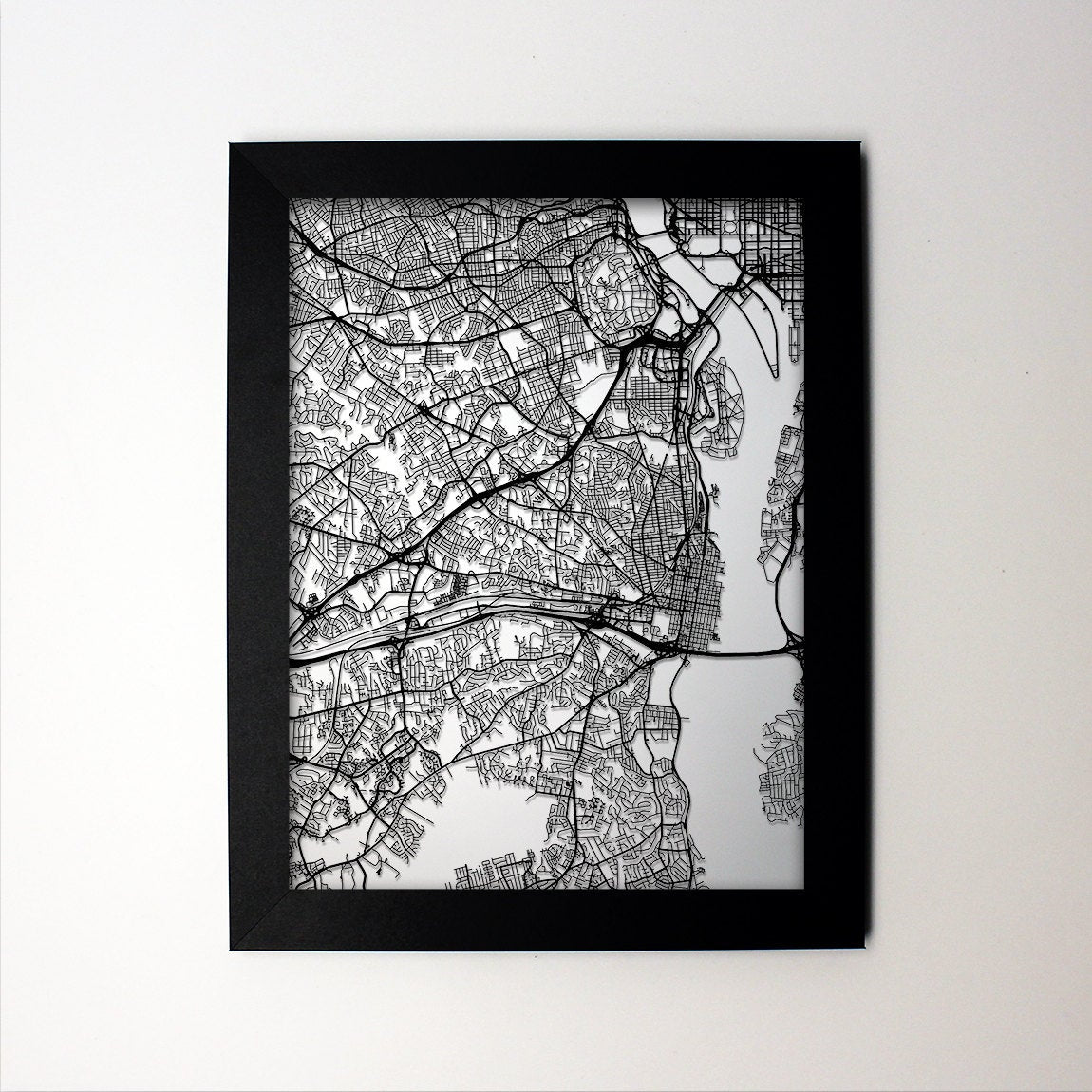Alexandria Virginia laser cut wall map - CarbonLight