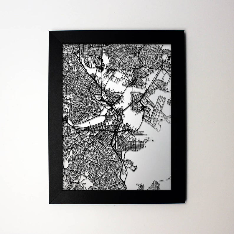 Personalized Framed City Map - CarbonLight