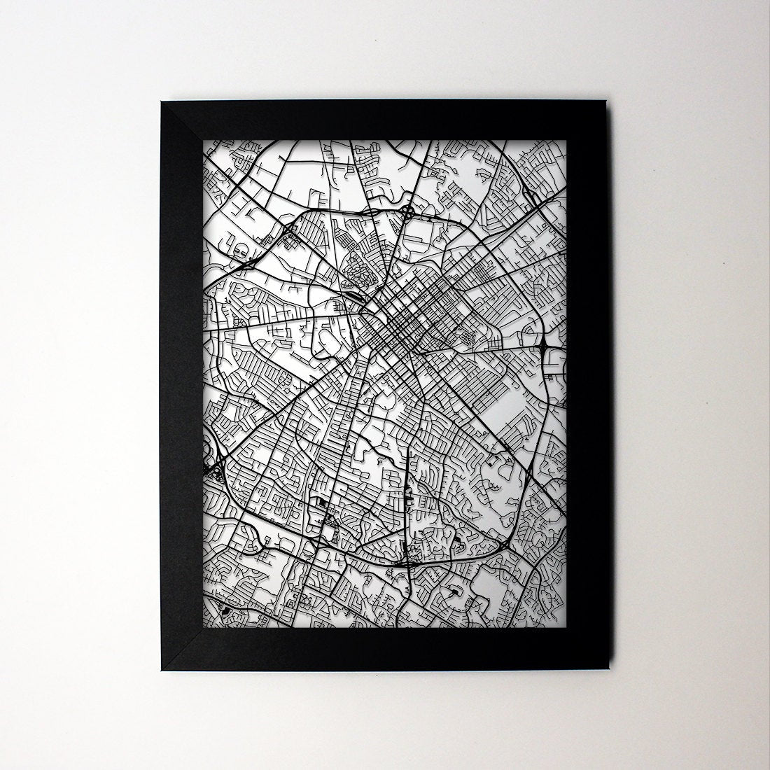 Lexington Kentucky framed laser cut map - CarbonLight
