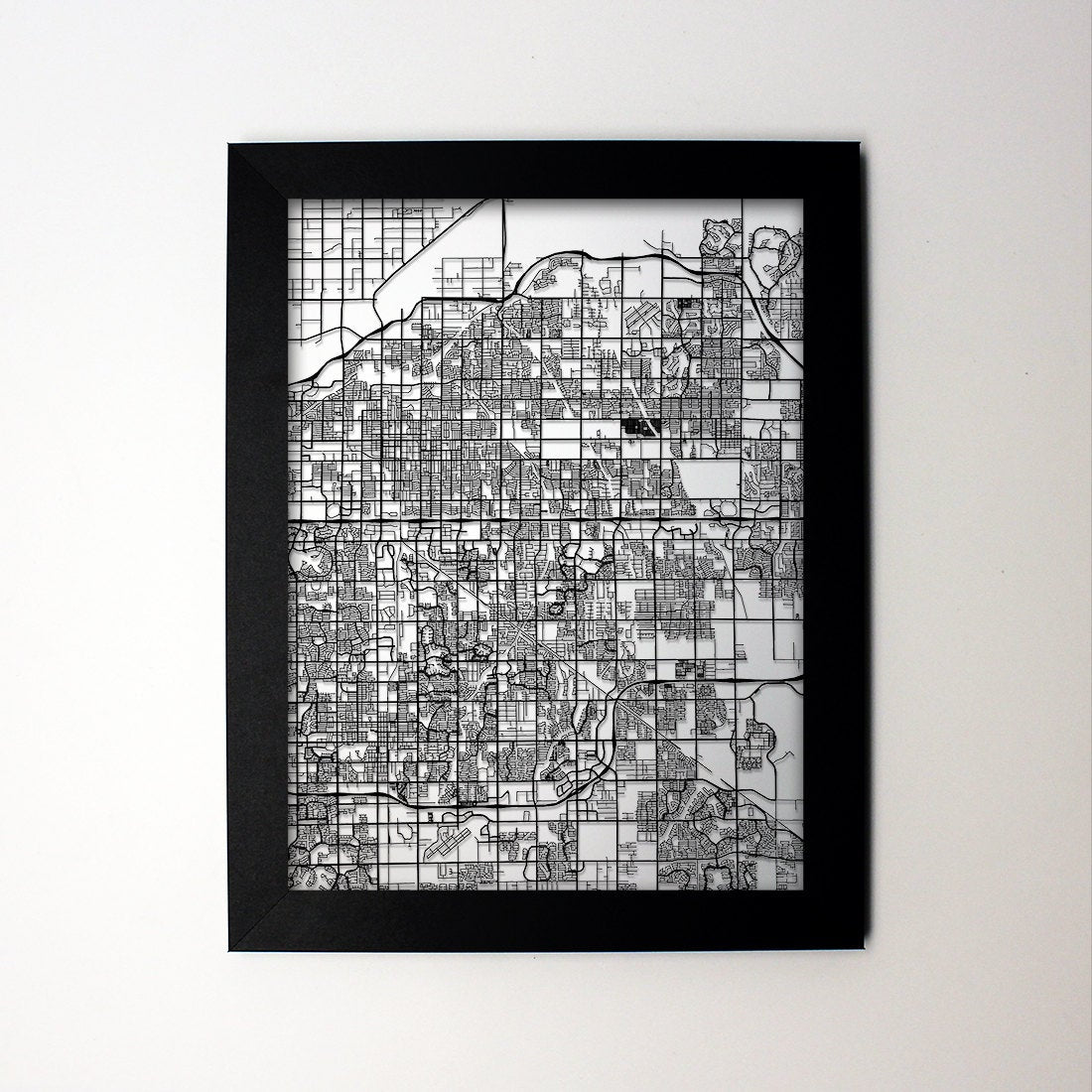Mesa Arizona framed laser cut map - CarbonLight