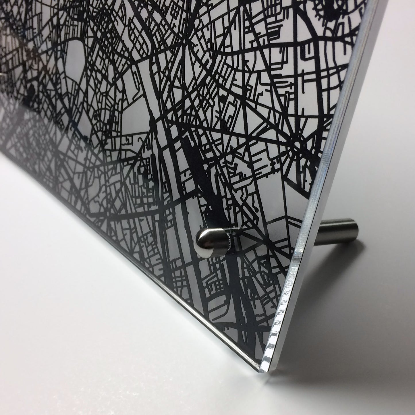 Paris France laser cut desk map - CarbonLight
