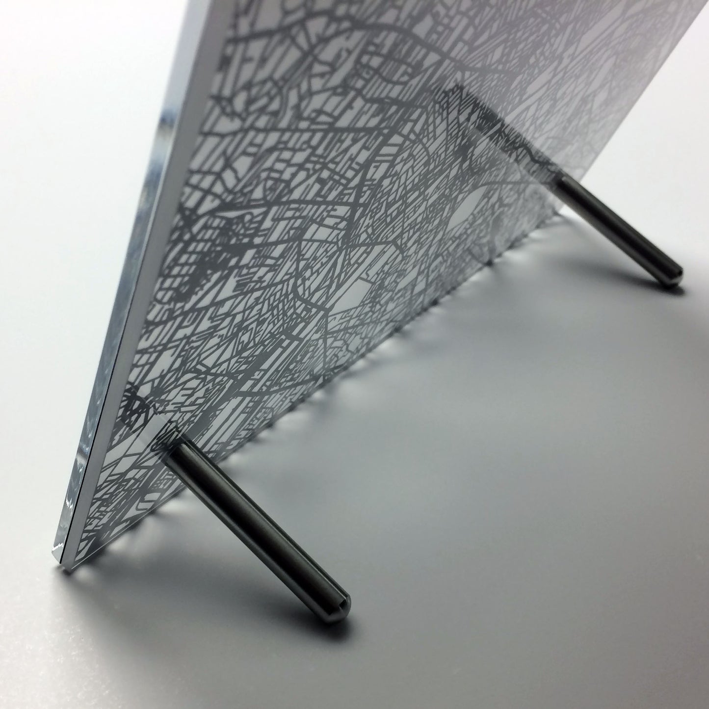 Paris France laser cut desk map - CarbonLight
