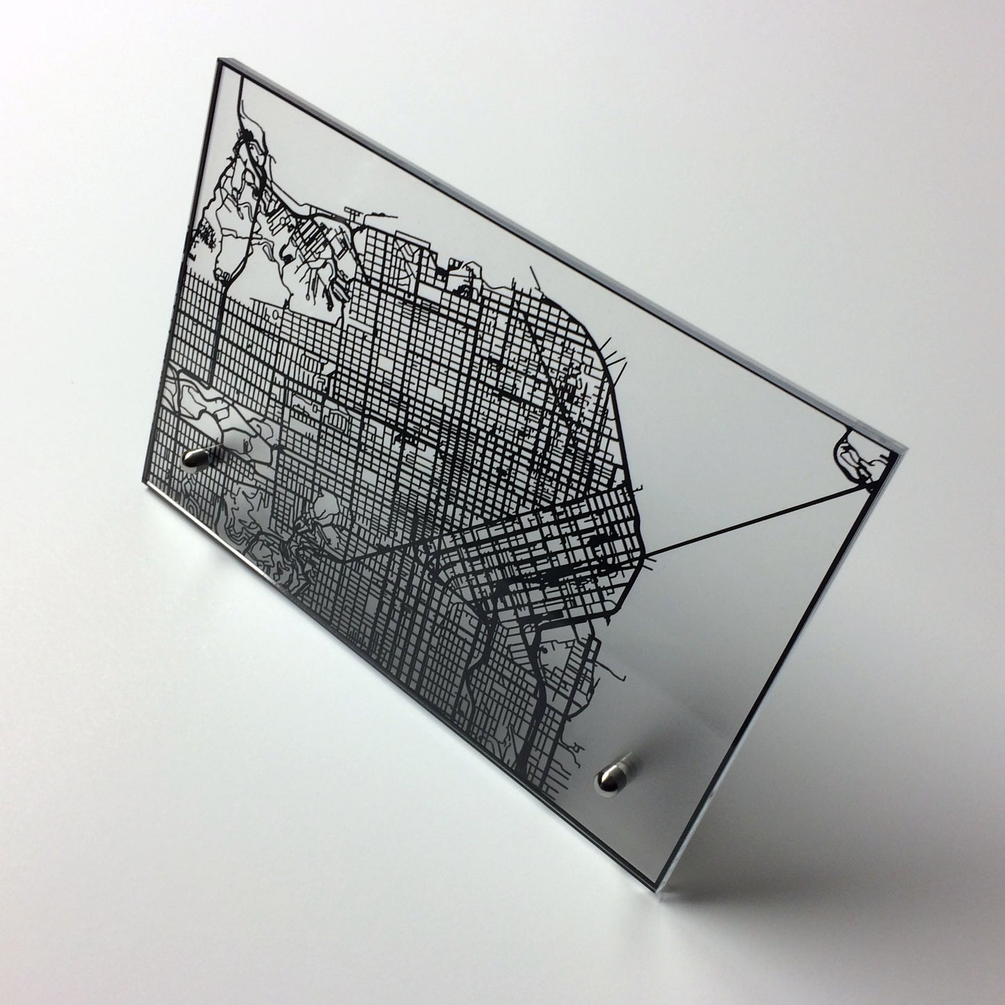 San Francisco CA laser cut desk map - CarbonLight