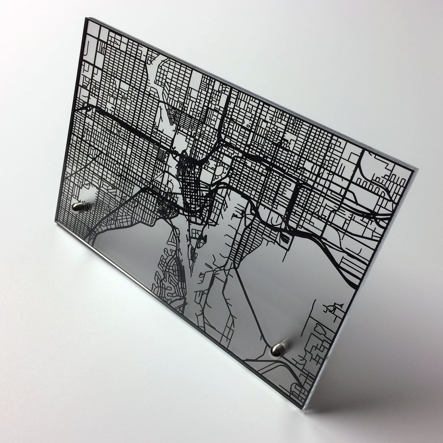 Tampa FL laser cut desk map - CarbonLight