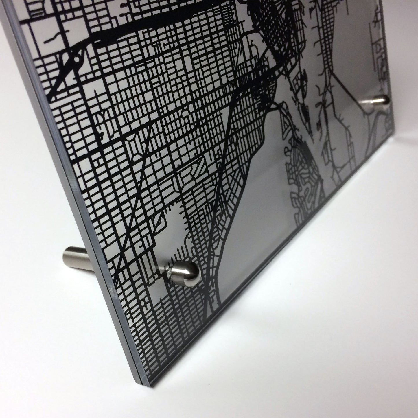Tampa FL laser cut desk map - CarbonLight