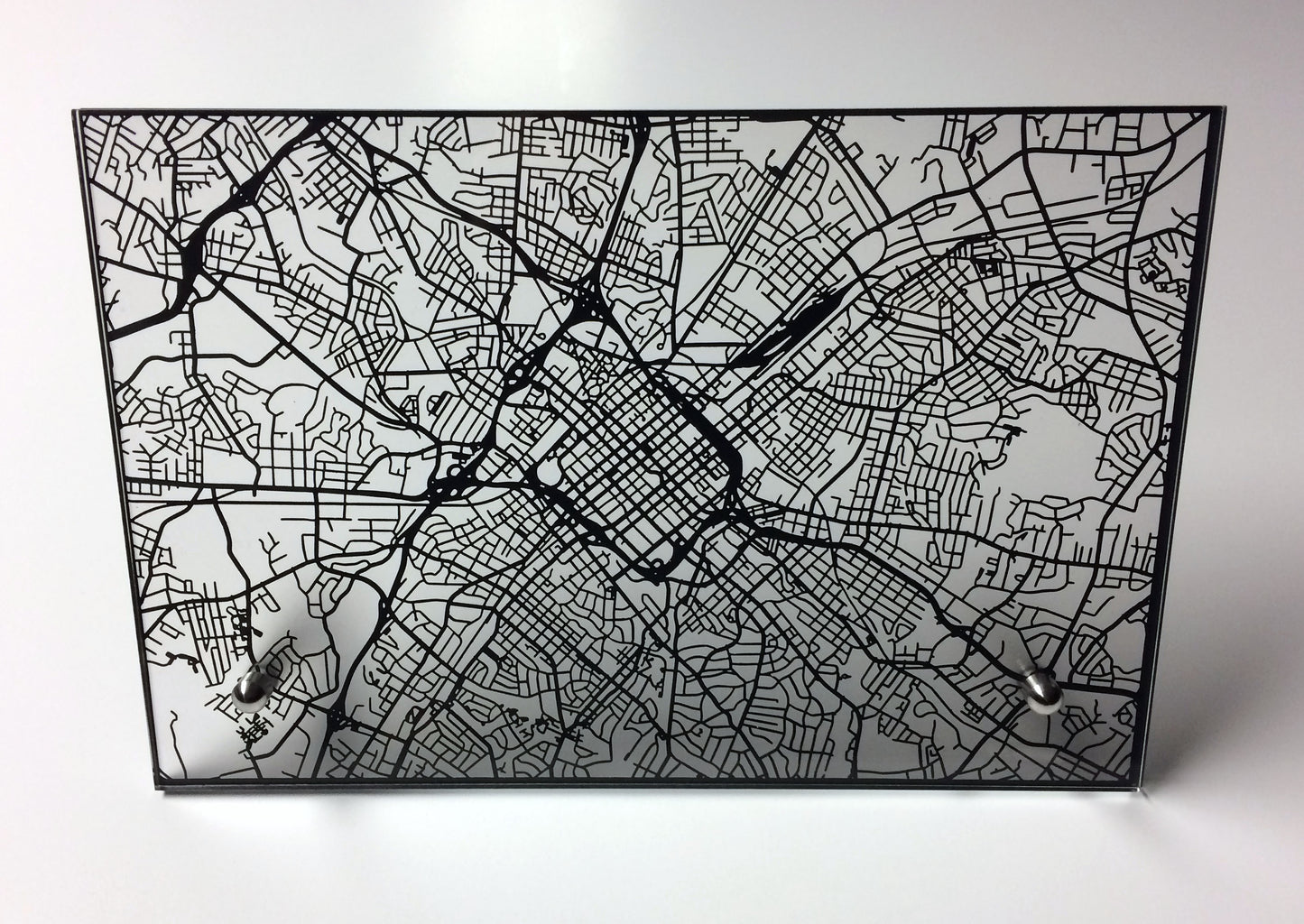 Charlotte NC laser cut desk map - CarbonLight