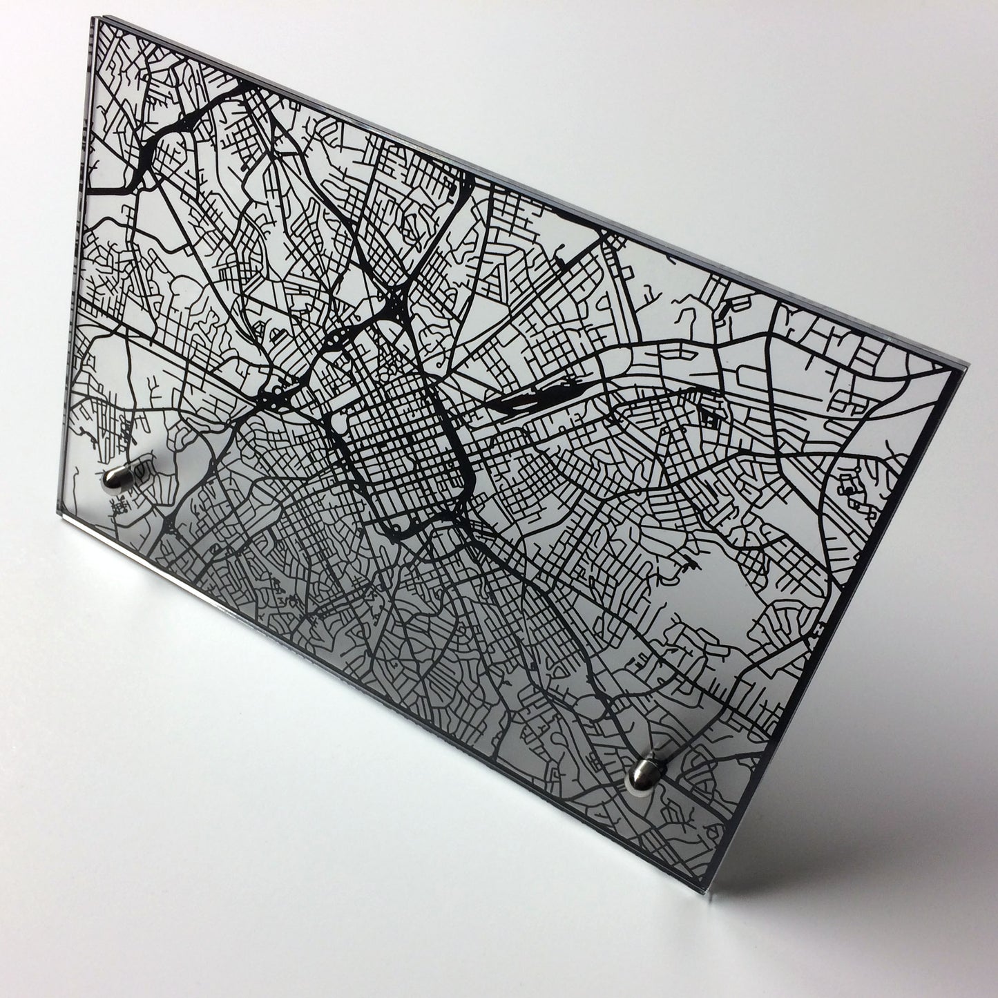 Charlotte NC laser cut desk map - CarbonLight