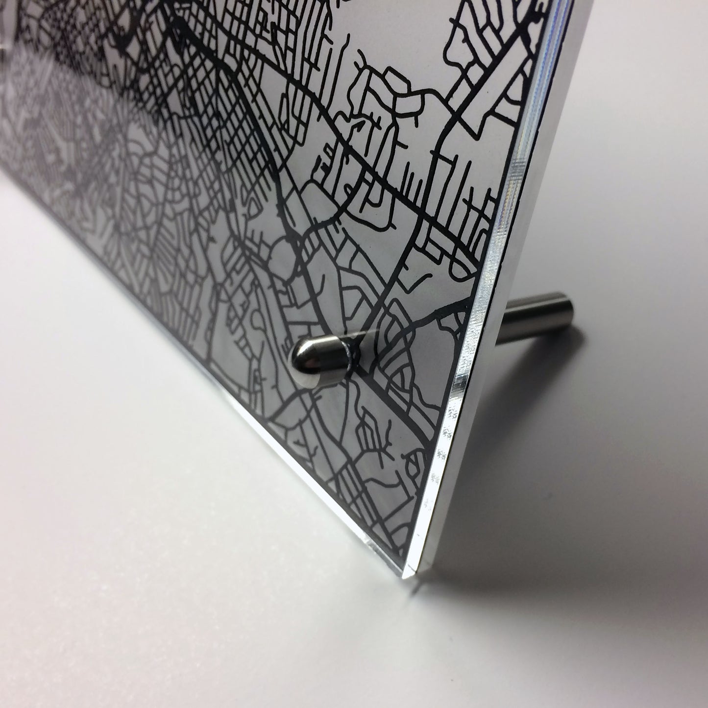 Charlotte NC laser cut desk map - CarbonLight
