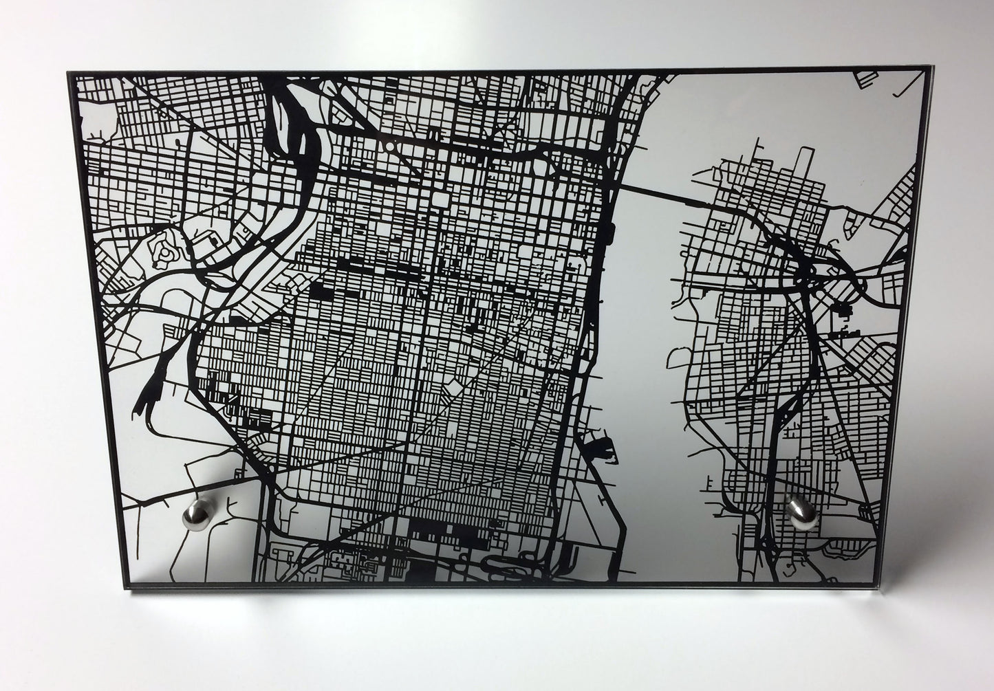 Philadelphia PA laser cut desk map - CarbonLight