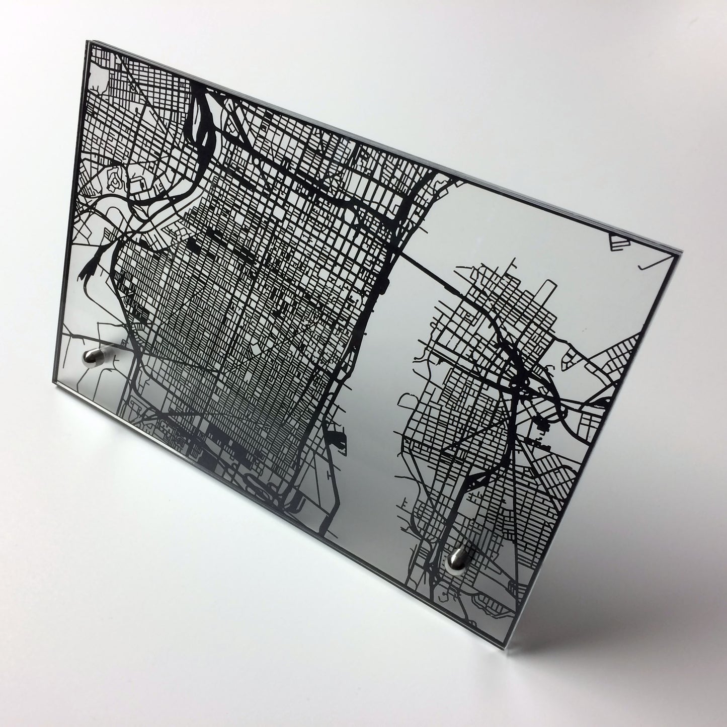 Philadelphia PA laser cut desk map - CarbonLight