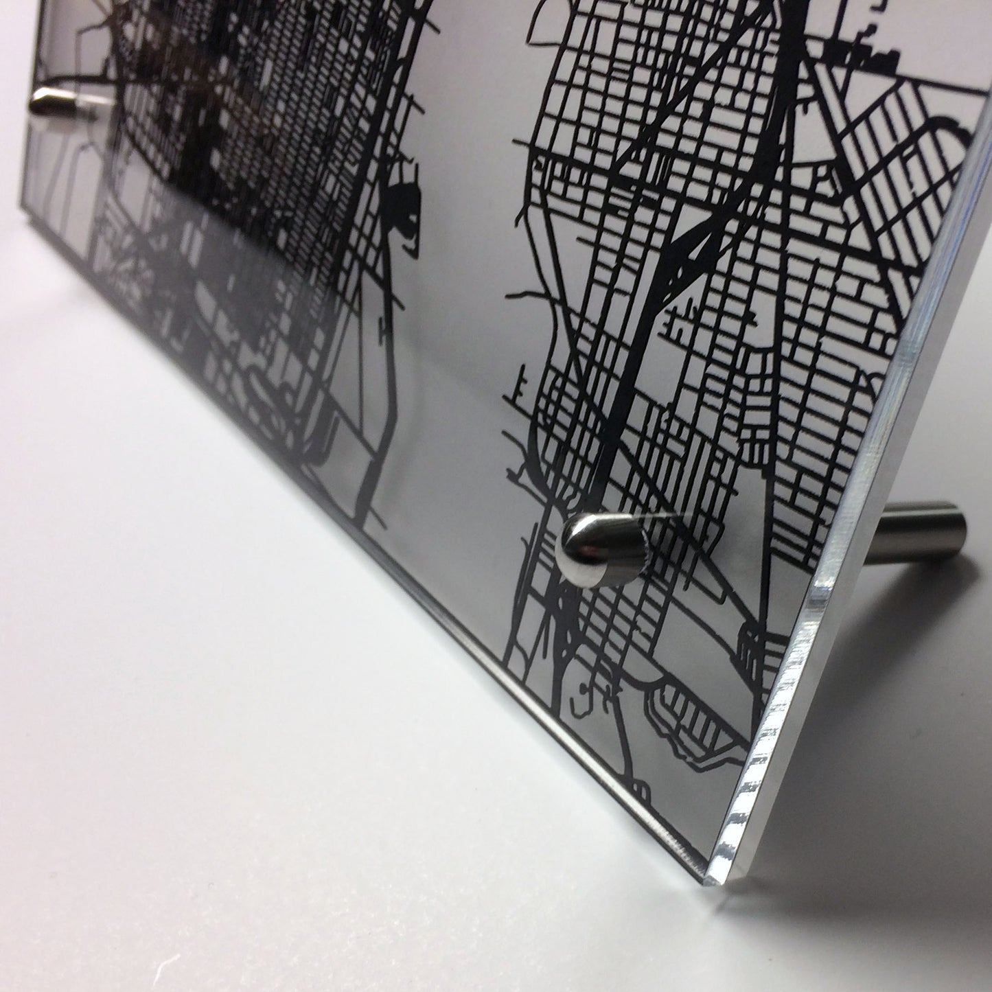 Philadelphia PA laser cut desk map - CarbonLight