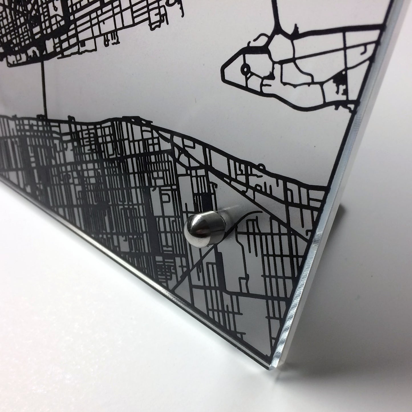 Detroit MI laser cut desk map - CarbonLight