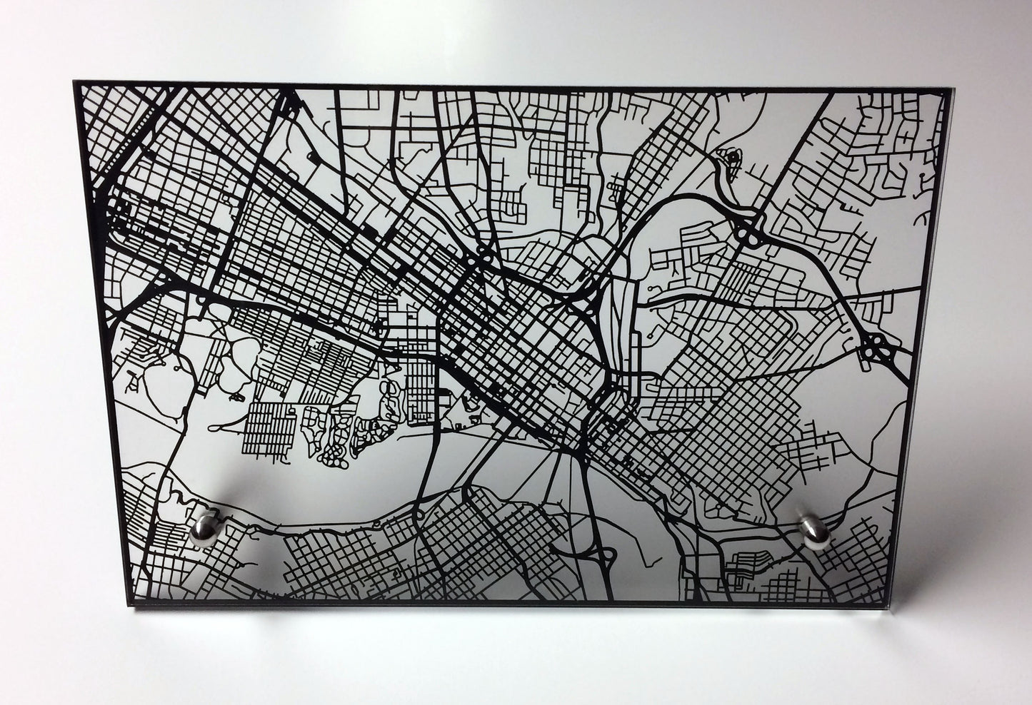 Richmond VA laser cut desk map - CarbonLight