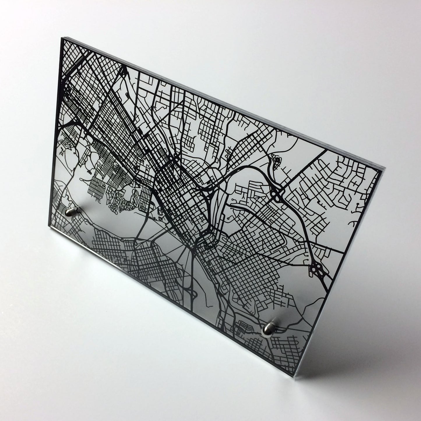 Richmond VA laser cut desk map - CarbonLight