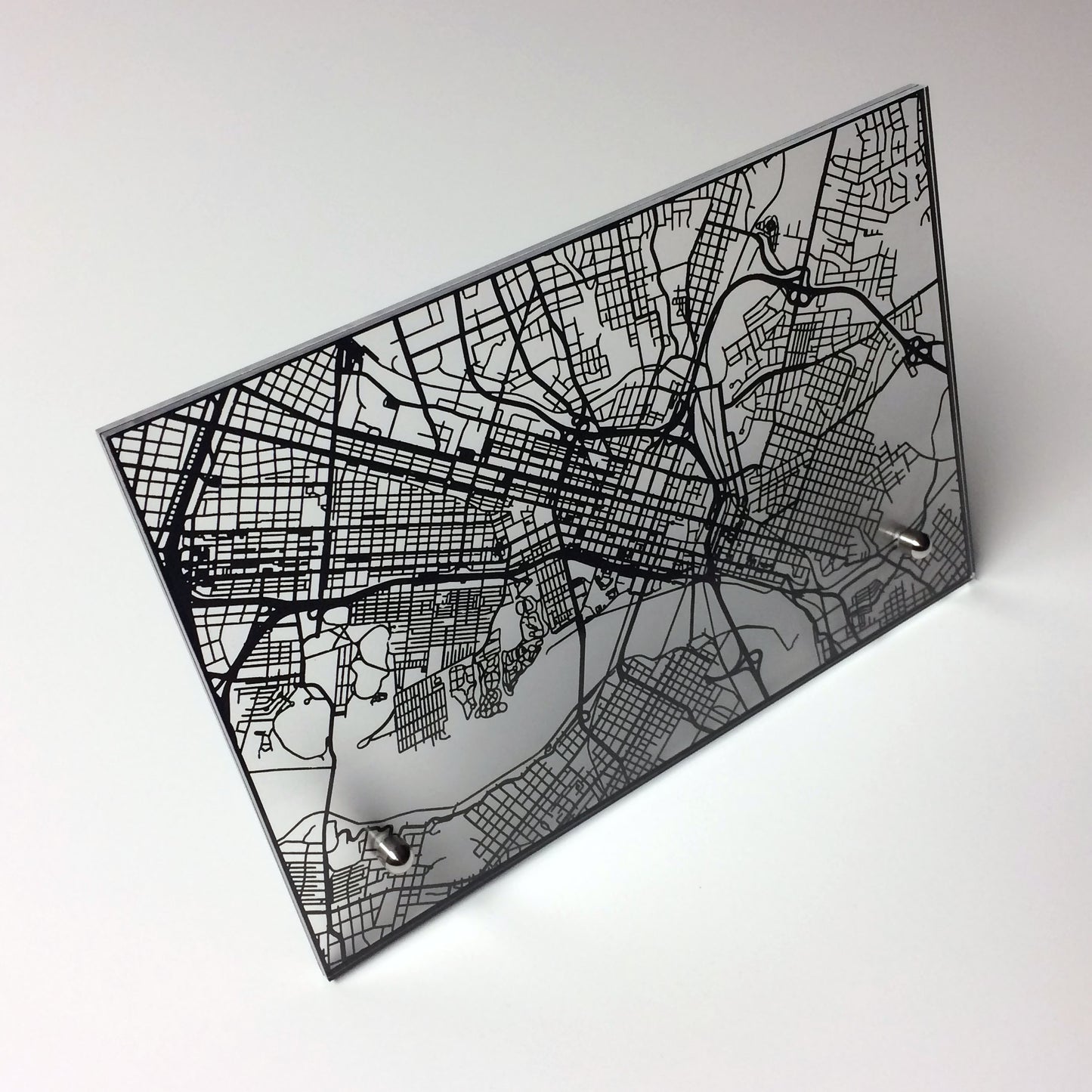 Richmond VA laser cut desk map - CarbonLight