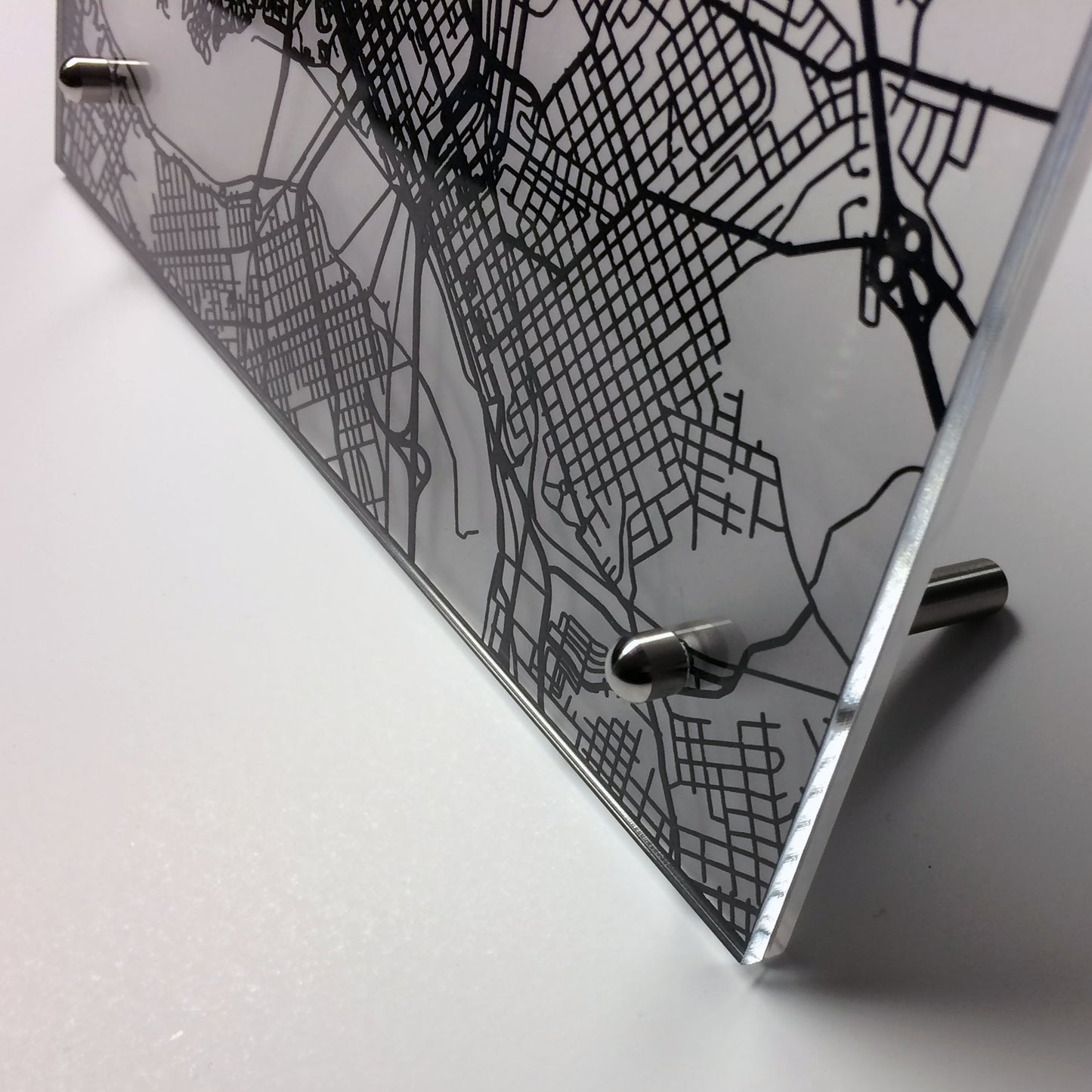 Richmond VA laser cut desk map - CarbonLight
