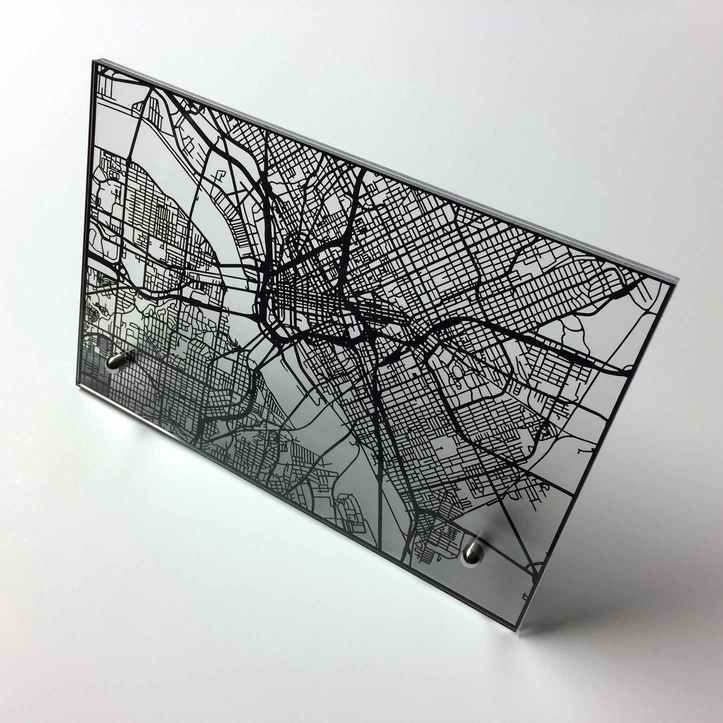 Dallas TX laser cut desk map - CarbonLight