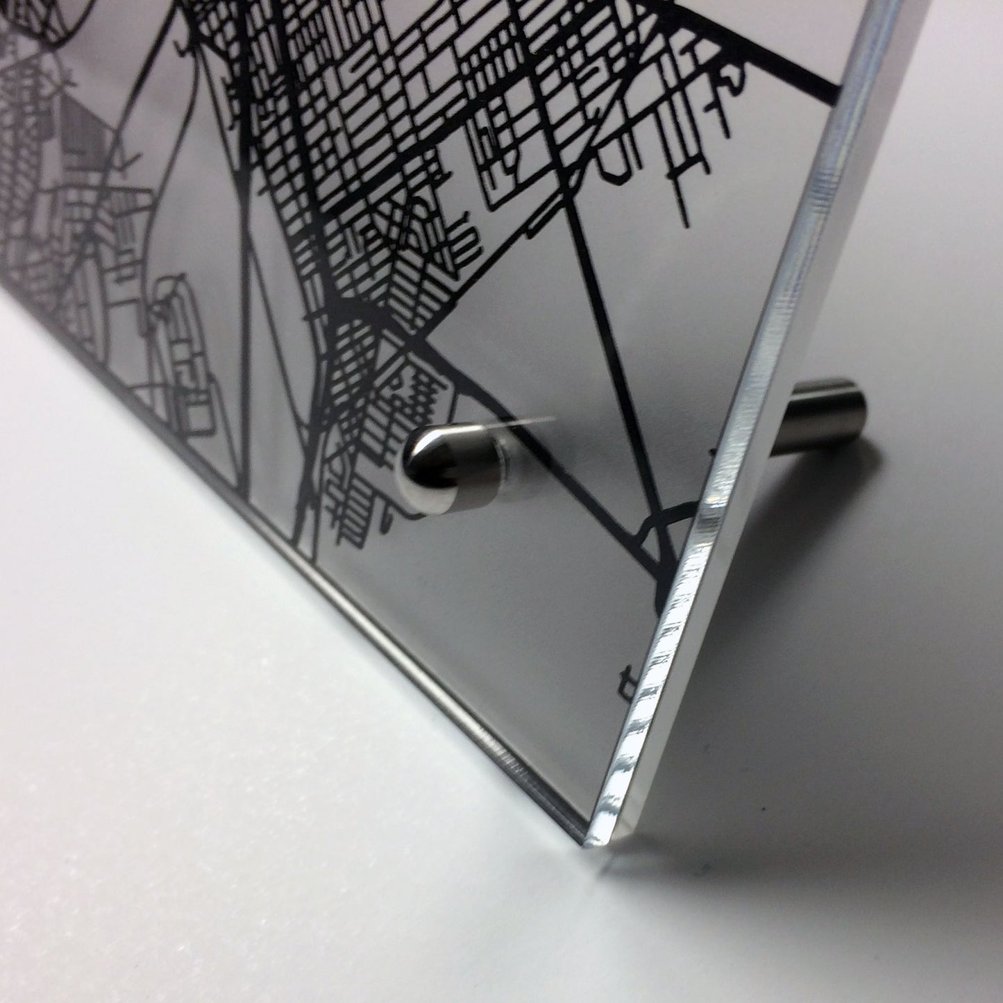 Dallas TX laser cut desk map - CarbonLight