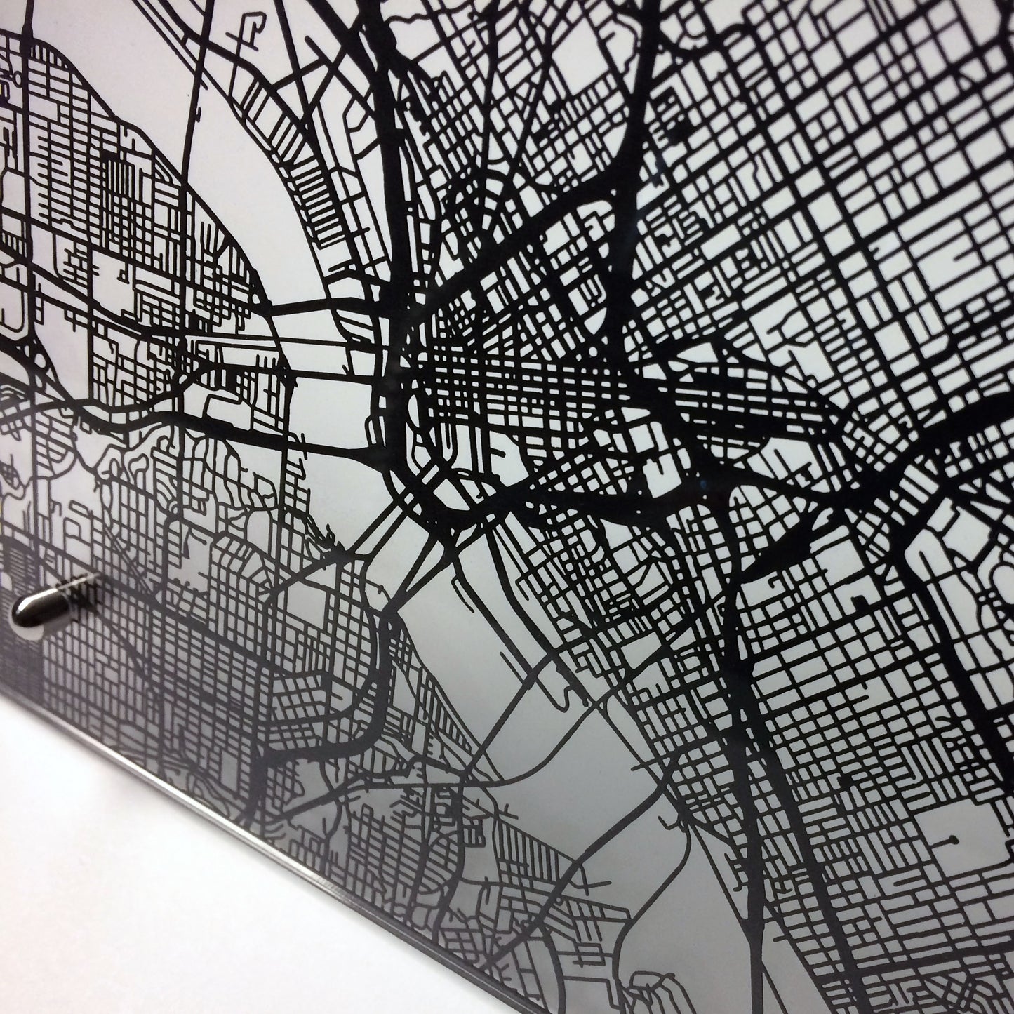 Dallas TX laser cut desk map - CarbonLight