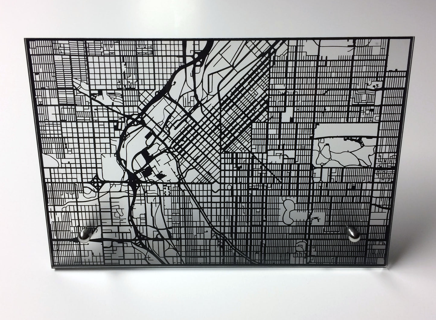 Denver CO laser cut desk map - CarbonLight