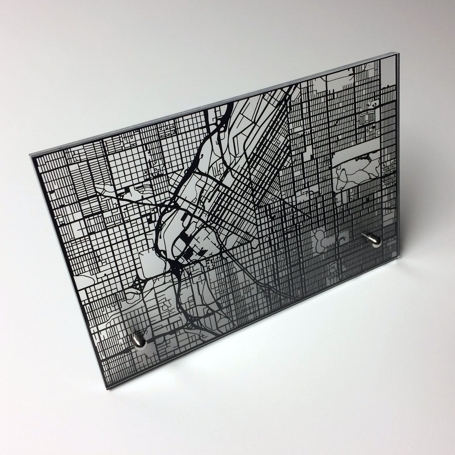 Denver CO laser cut desk map - CarbonLight