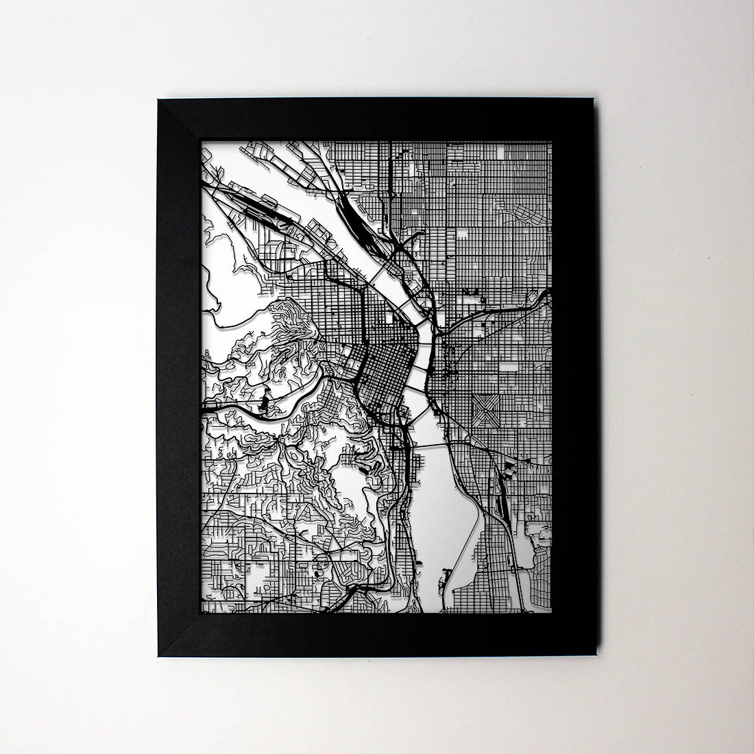 Personalized Framed City Map - CarbonLight
