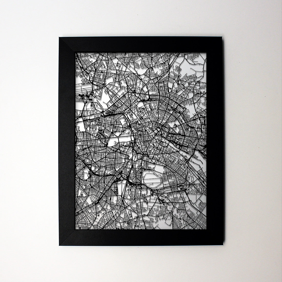Berlin Germany laser cut wall map - CarbonLight