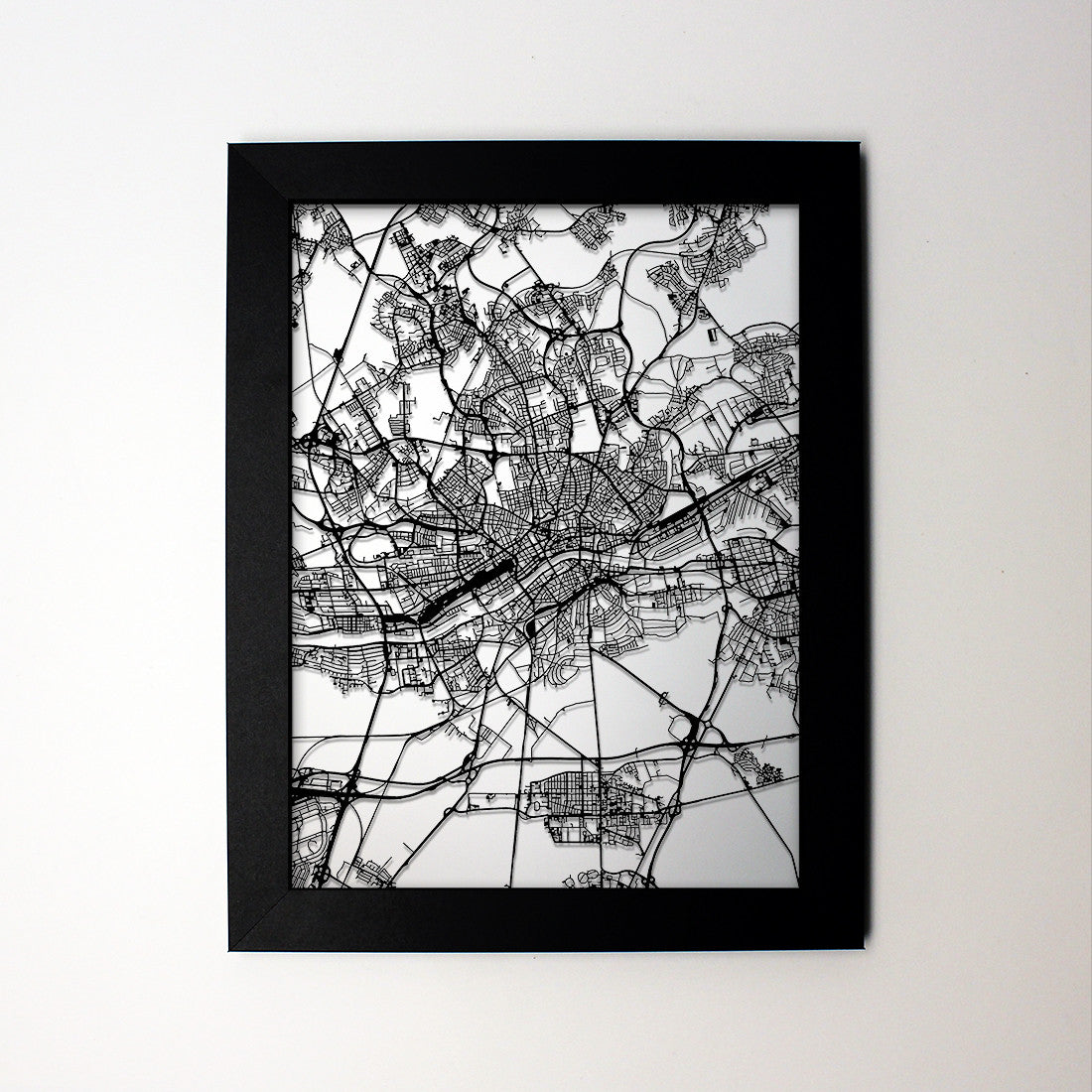 Frankfurt Germany laser cut wall map - CarbonLight