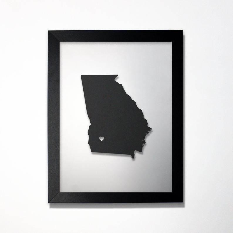 Georgia laser cut map - CarbonLight