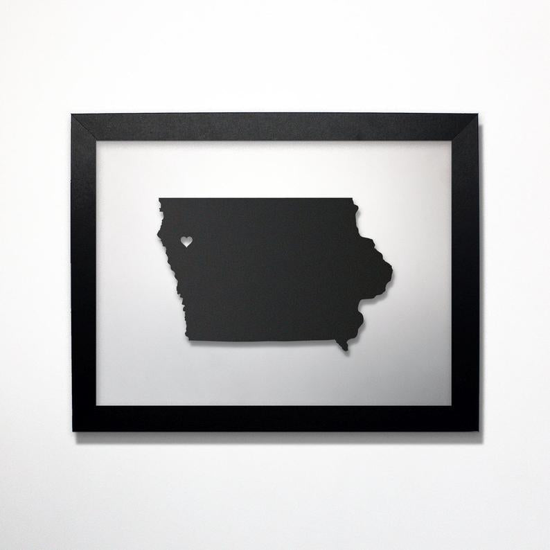 Iowa laser cut map - CarbonLight