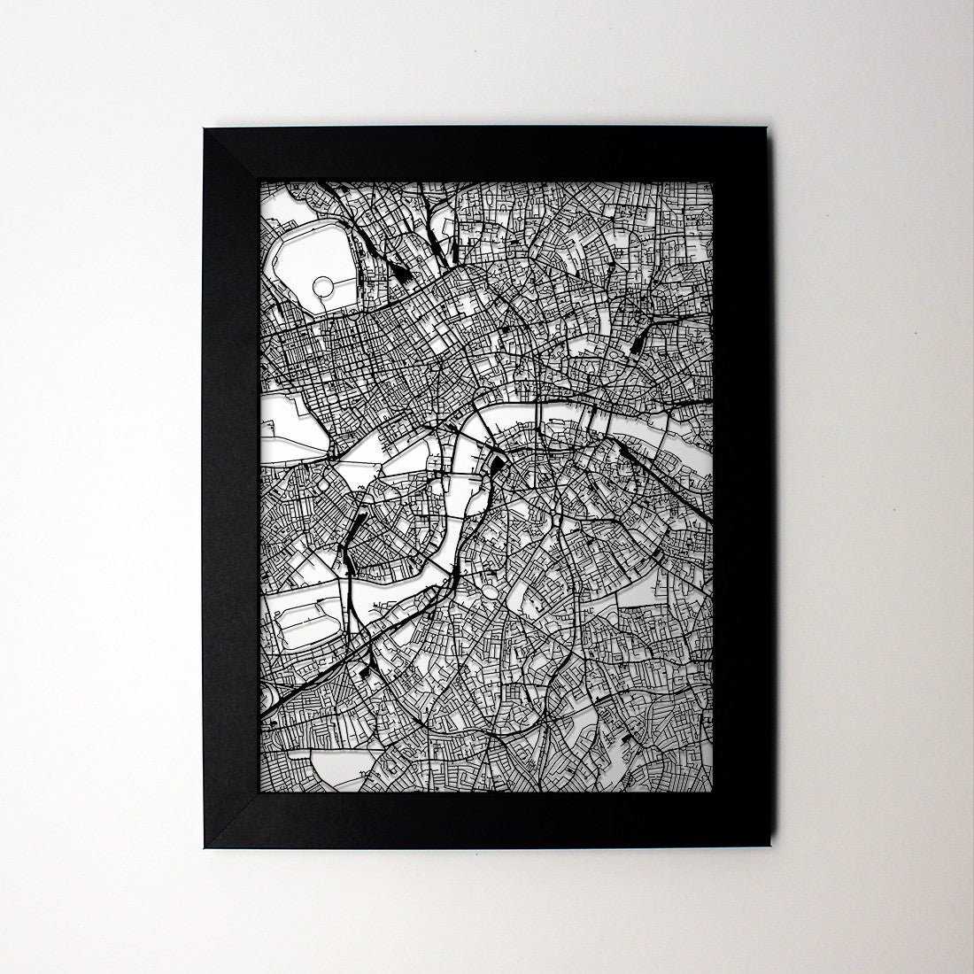 London UK laser cut wall map - CarbonLight