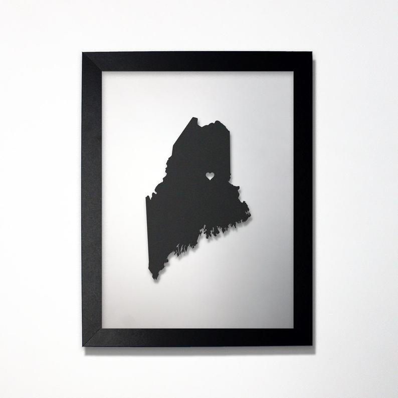 Maine laser cut map - CarbonLight