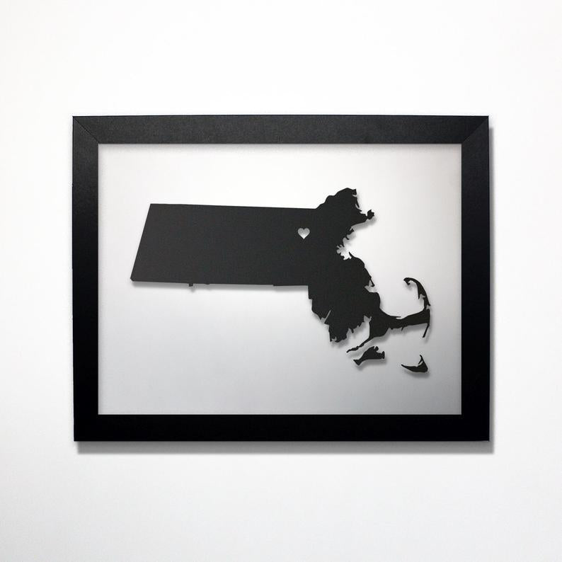 Personalized Framed Boundary Map - CarbonLight