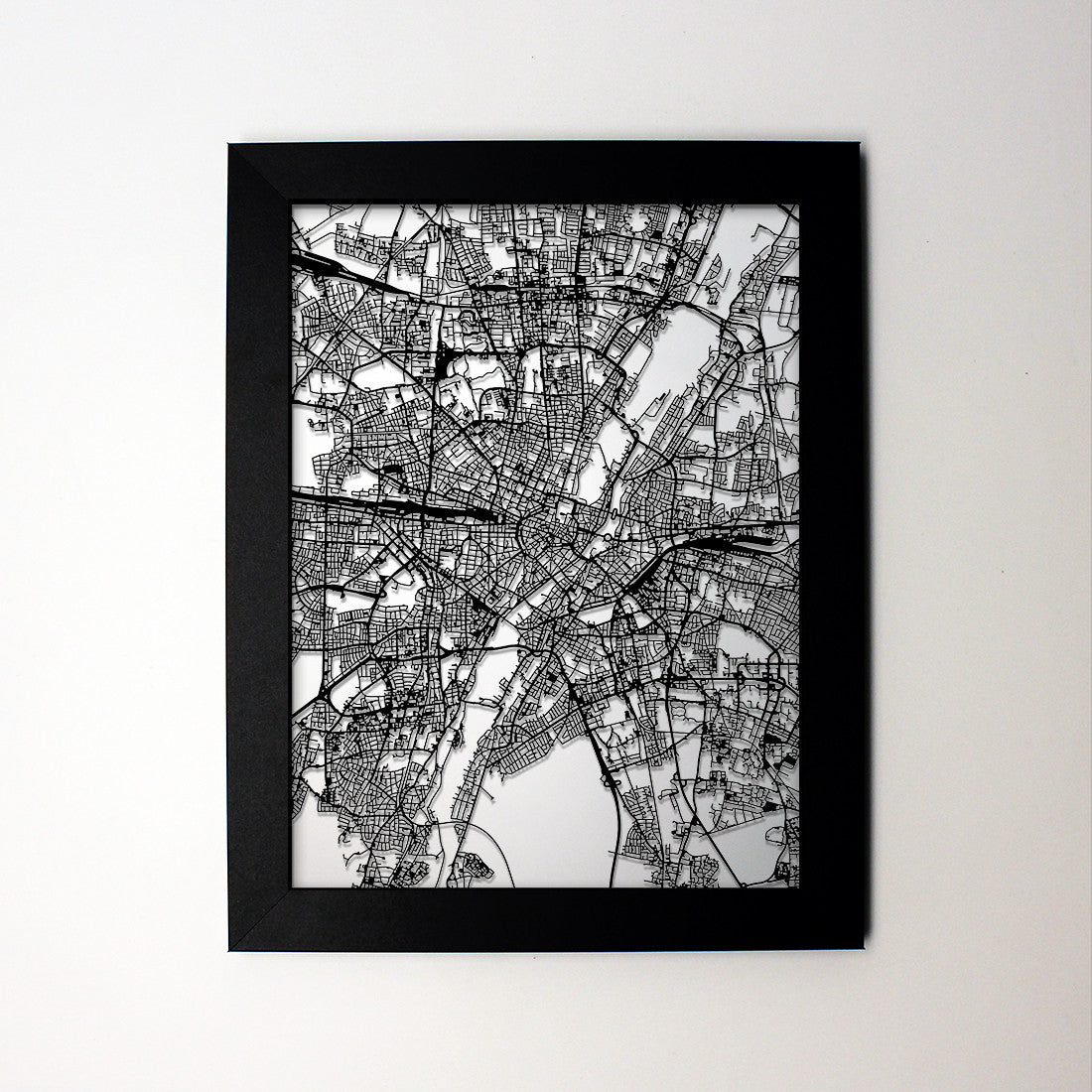 Munich Germany laser cut wall map - CarbonLight