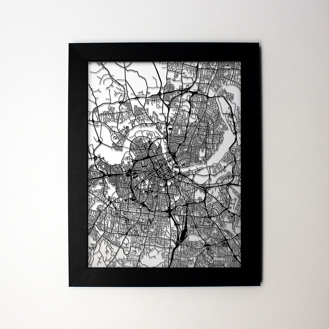 Nashville TN laser cut wall map - CarbonLight