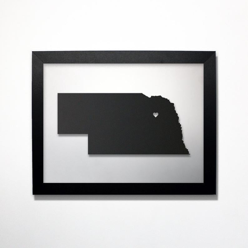 Nebraska laser cut map - CarbonLight