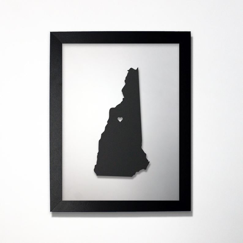 New Hampshire laser cut map - CarbonLight
