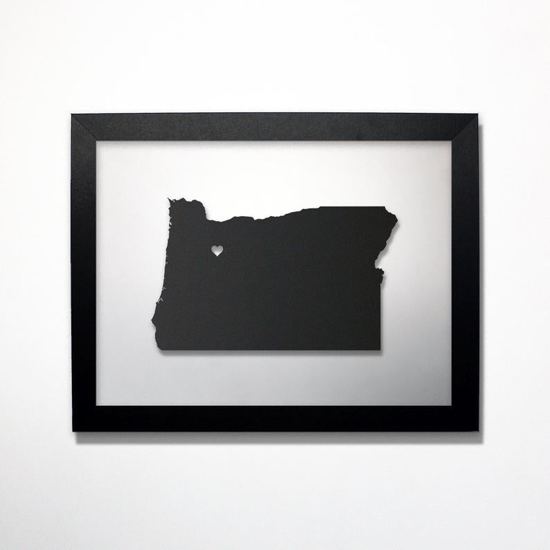 Oregon laser cut map - CarbonLight