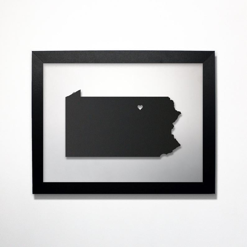 Pennsylvania laser cut map - CarbonLight
