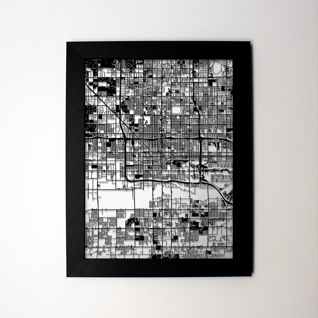 Phoenix AZ laser cut wall map - CarbonLight