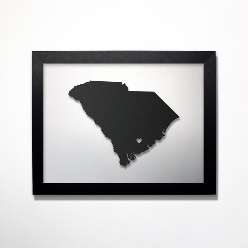 South Carolina laser cut map - CarbonLight