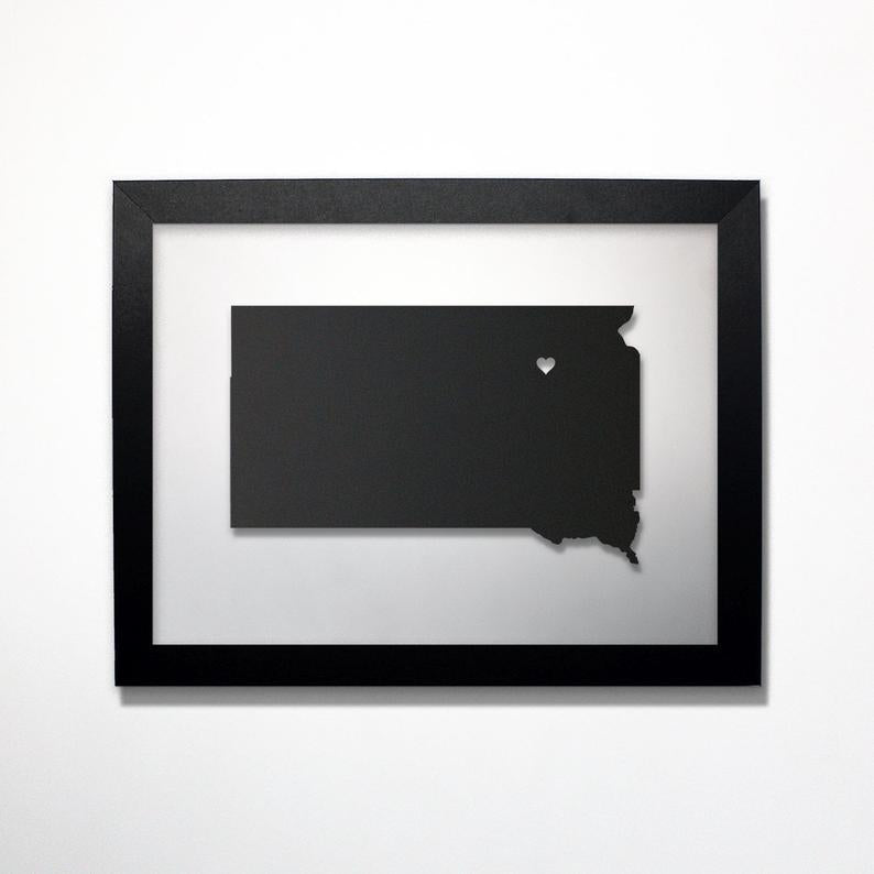 South Dakota laser cut map - CarbonLight
