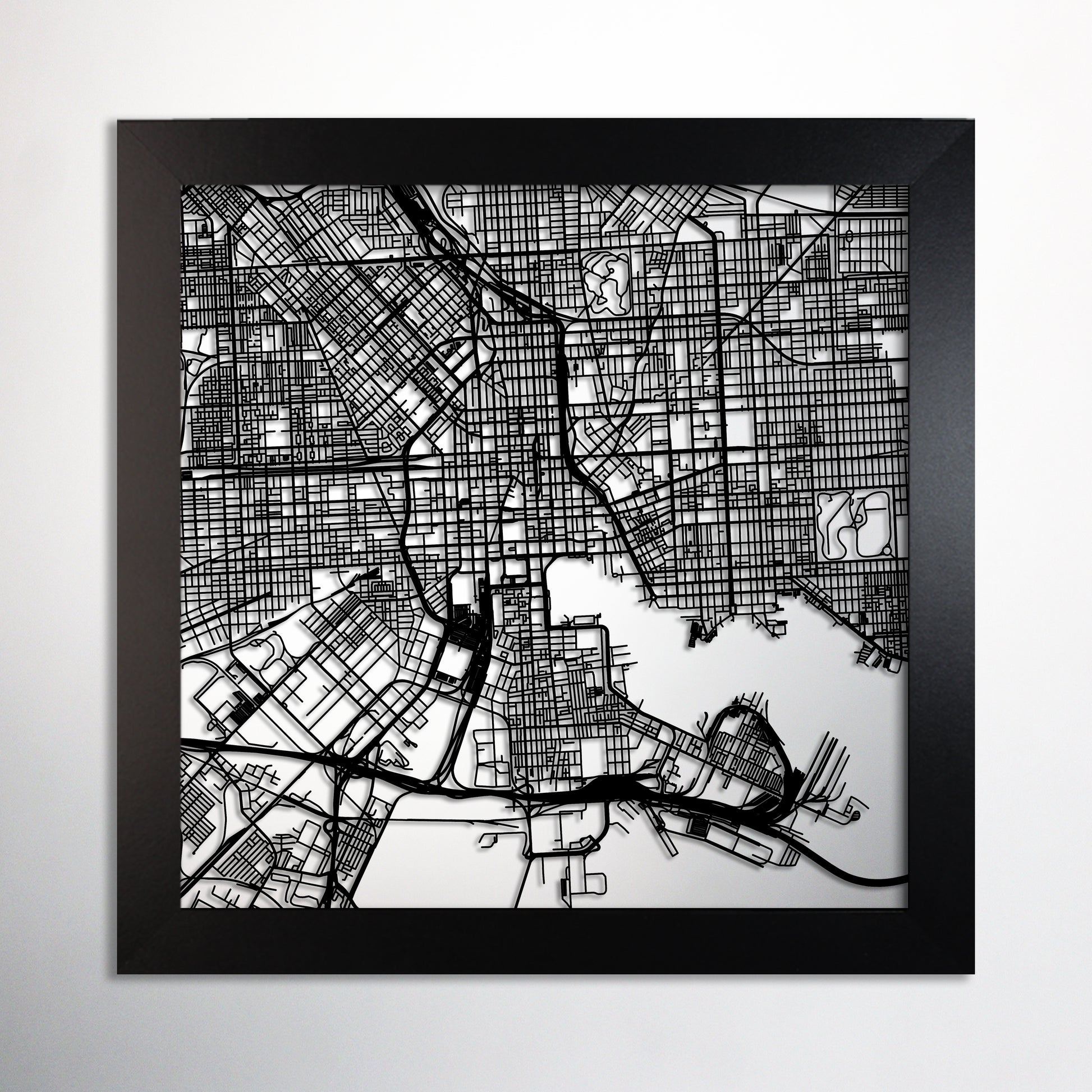 Baltimore, MD square frame laser cut map square - CarbonLight