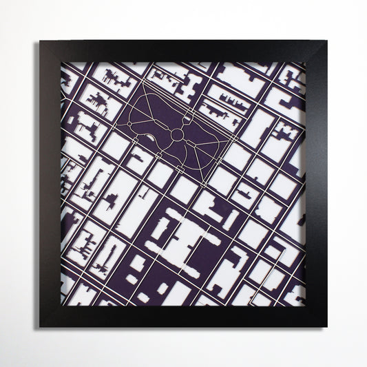 New York University NYU Laser Cut Map - CarbonLight