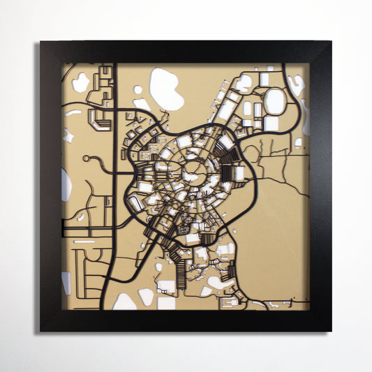 University of Central Florida Orlando Laser Cut Map - CarbonLight