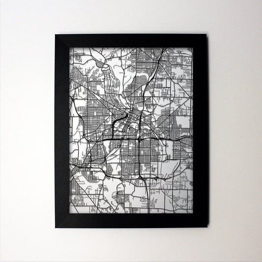 Akron Ohio laser cut wall map - CarbonLight