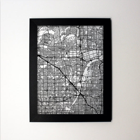 Anaheim California framed laser cut map - CarbonLight