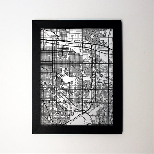 Aurora Colorado framed laser cut map - CarbonLight