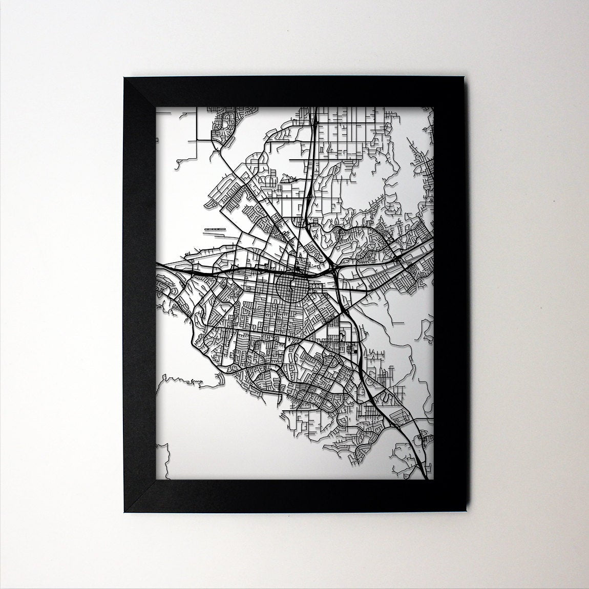 Corona California framed laser cut map - CarbonLight