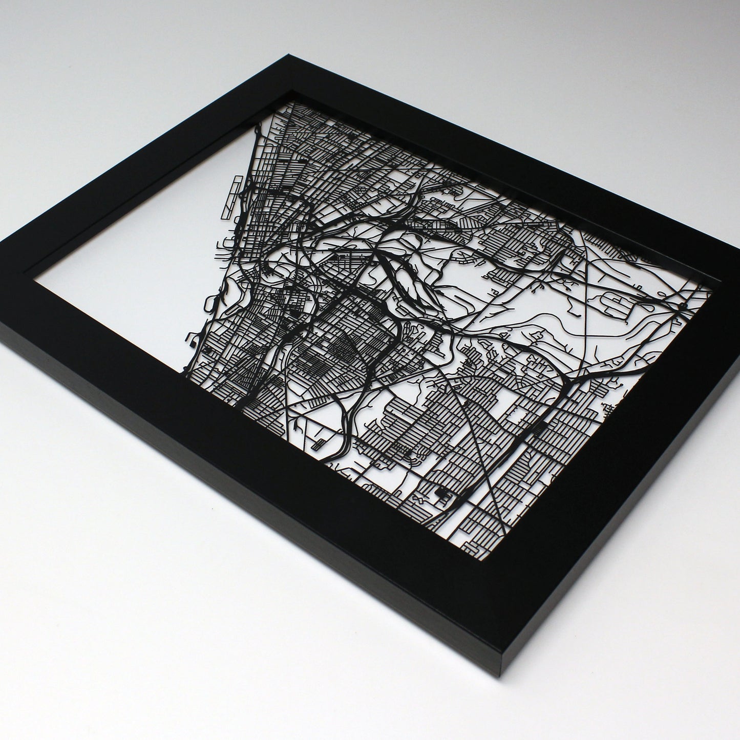 Cleveland OH laser cut wall map - CarbonLight